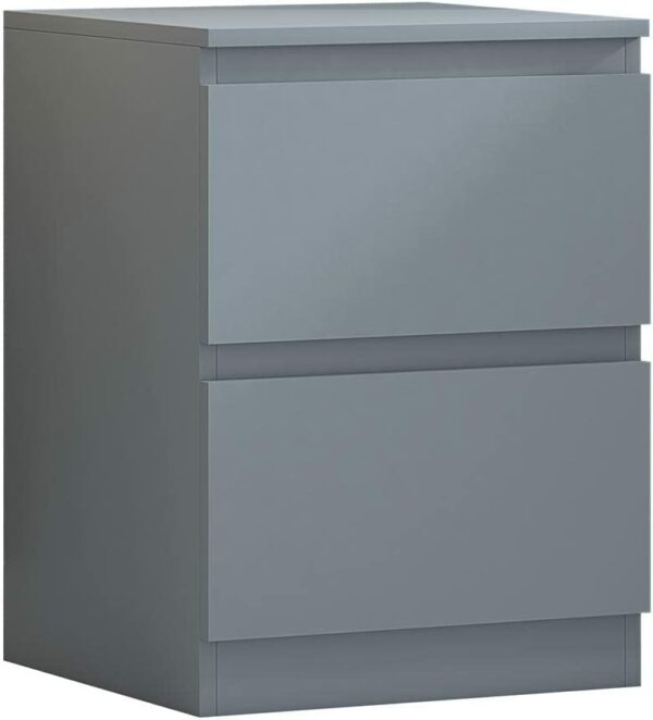 FWStyle Matt Grey 2 Drawer Bedside Cabinet Scratch-Resistant No Handle ModernScandinavian Style Design