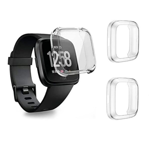 DULIPING 2-Pack Case Compatible with Fitbit Versa 2 Screen Protector, Soft TPU Full Coverage Screen Protective Case Scratch-Resistant Bumper Shel