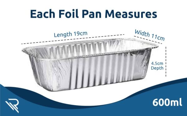 Rollay 50 Pack Aluminium Foil Food Containers with Lids 600ml - Foil Trays with Lids for Food Storage, Baking, Roasting, Takeaway, and Party - Di