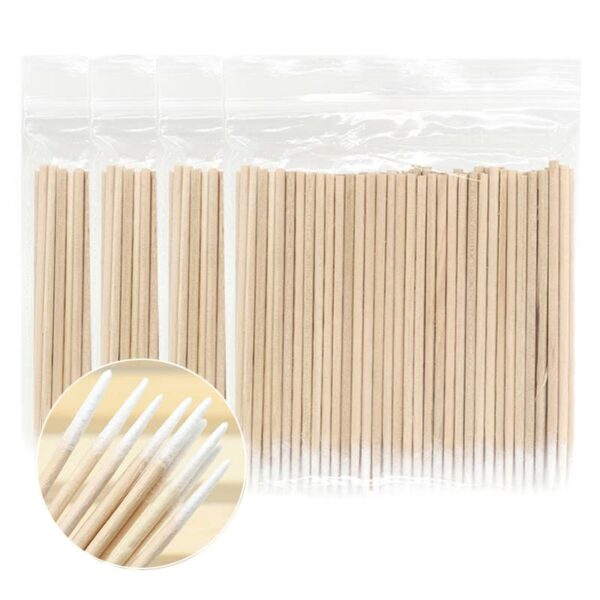 Orrdiffi 400 Pcs Cotton Swabs Makeup Thin Cotton Buds Wooden Pointed Cleaning Sticks Cotton，Reusable Swabs for tattoo, eyebrows, beauty, lipstick