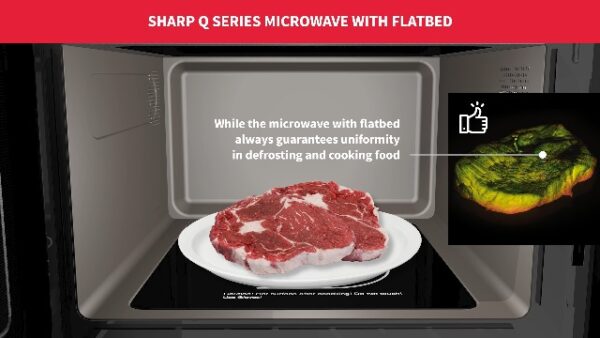 SHARP YC-QG234AU-B 23 Litre 900W Digital FLATBED Microwave with 1000W Grill, 10 power levels, ECO Mode, defrost function, LED cavity light - Blac