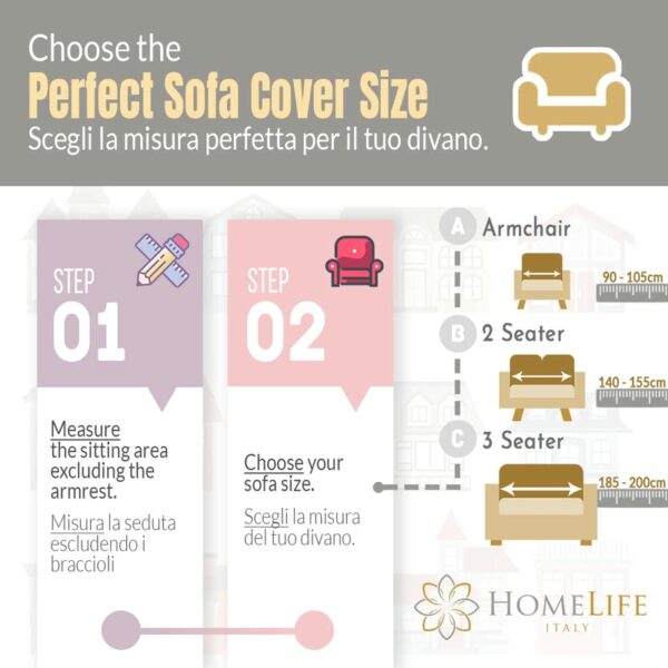 HomeLife - Cotton Sofa Covers 2 Seater - Made in Italy – Settee and Love seat Protector From Dust, Dirt, Stains, Dog and Cat Hair - Machine Washa