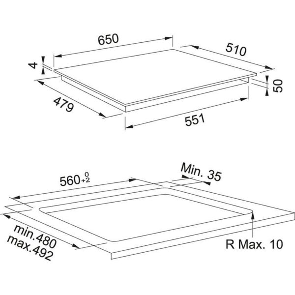 Induction hob with 4 heating fields from Franke Maris FMA 654 I F BK - black - 108.0606.111