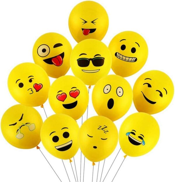 15Pack 12 Inch Yellow Emoji Balloons Set for Party Decorations