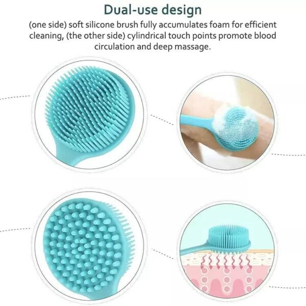 FRAVA Silicone Long Handle Back Scrubber for Shower & Bath, Shower Brush, Body Brush, Back Washer, Exfoliating Bath Brush, Back Brush, Shower Bru