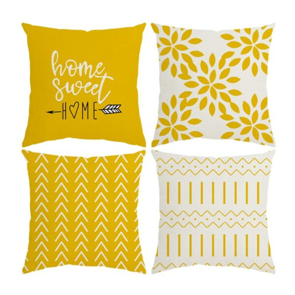 Junmei Set of 4 Yellow Cushion Covers 40 x 40 cm Outdoor Furniture Decorative Linen/Square Throw Pillow Cover 16" X 16" for Home Office Garden Bl