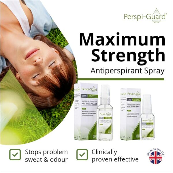 Perspi-Guard Maximum Strength Antiperspirant Spray, Strong Deodorant for Excessive Sweating & Hyperhidrosis Treatment, Lasts up to 5 Days - Unsce