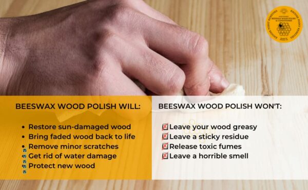 Beeswax Wood Polish & Conditioner with Cedarwood Essential Oil 30ml Bees Wax Enhances the Natural Beauty of Oak Pine, Beech & More Seals & Protec