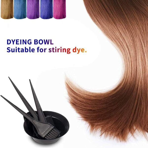 Hair Dye Set (4 PCS) Colouring Tint Tool Brush Kit and Bleach Mixing Bowl Set Double-Sided Colouring Comb and Bowl Set Kit Diy Salon Professional