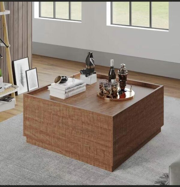 Panana Manhattan Gate Engineered Wood Coffee Table (Oak with Drawers)