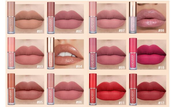 Lipstick Makeup Set,Matte Lipstick Lasting Beauty Lips, Intense pigments,Waterproof Long Lasting Lip Makeup Kit Makeup Gift Set (12 Colors) - gif