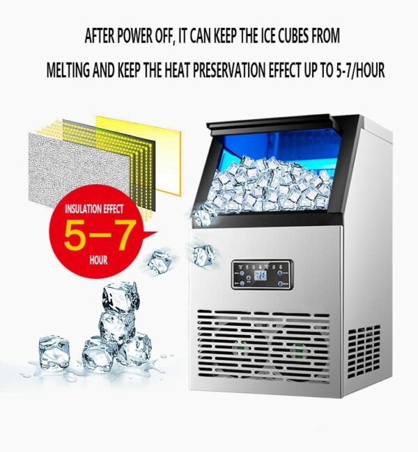 SPLAWN Commercial Ice Maker, Freestanding Stainless Steel Ice Cube Machine, 10 minutes of extremely fast ice production, 11.5kg Storage Capacity,