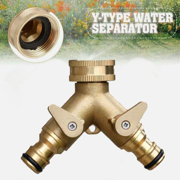 2 Way Brass Connector -Brass Outdoor Tap Connector for Dual Hose Connectors, Garden Hose Splitter Hose Connector Dual Water Taps Connector and No