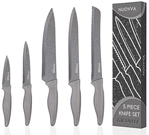 nuovva Professional Kitchen Knife Set – 5pcs Grey Kitchen Knives ...