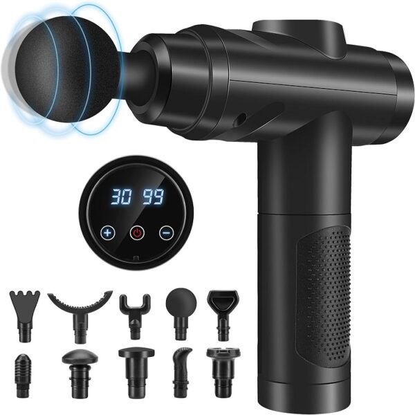 Massage Gun Deep Tissue, Muscle Percussion Massager with 30 Speeds Quiet Hand Massagers with LCD Touch Screen